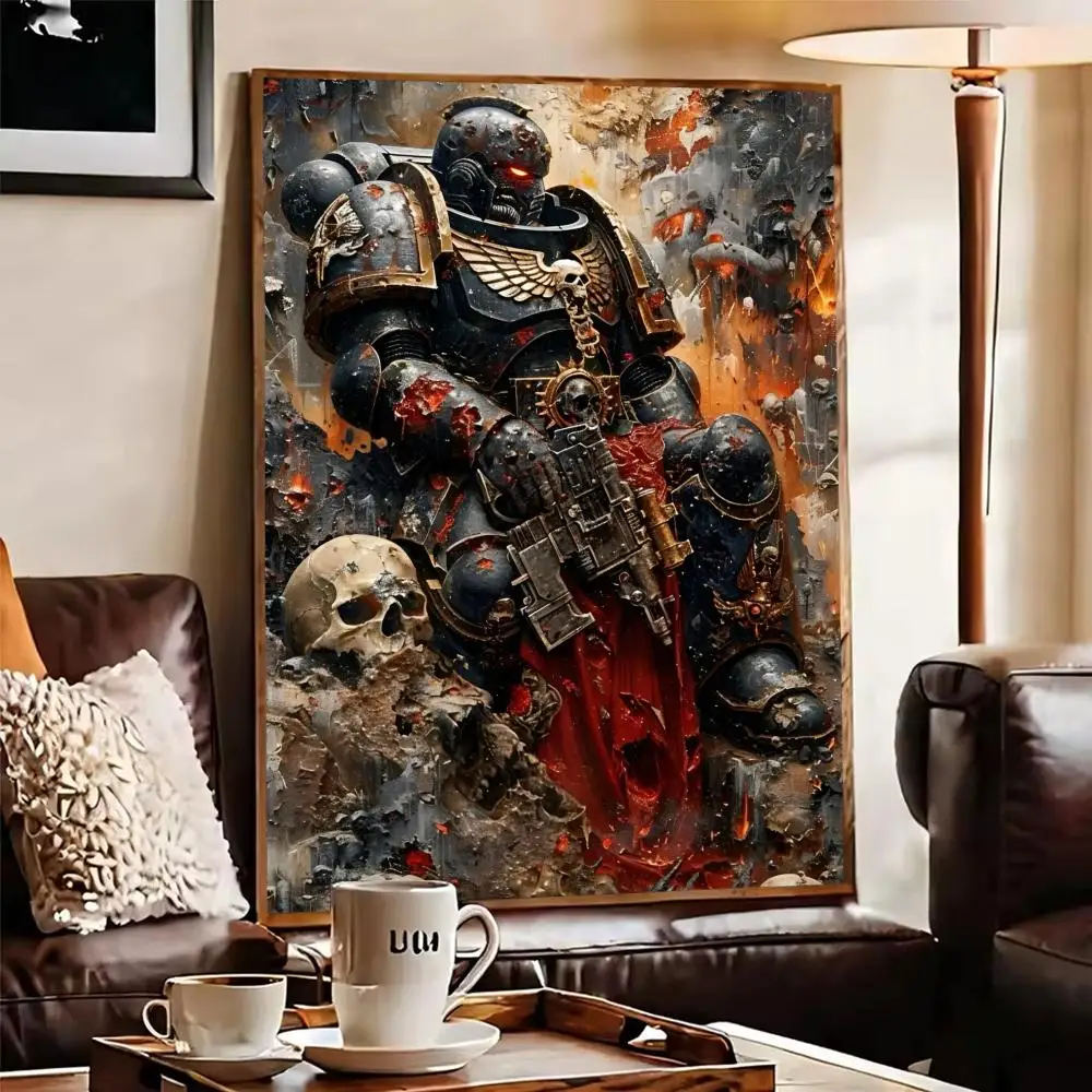 ملصق W-Warhammer Game 40K ملصق مثالي ذاتي اللصق مصمم لمساحات مكتب الطعام المنزلية