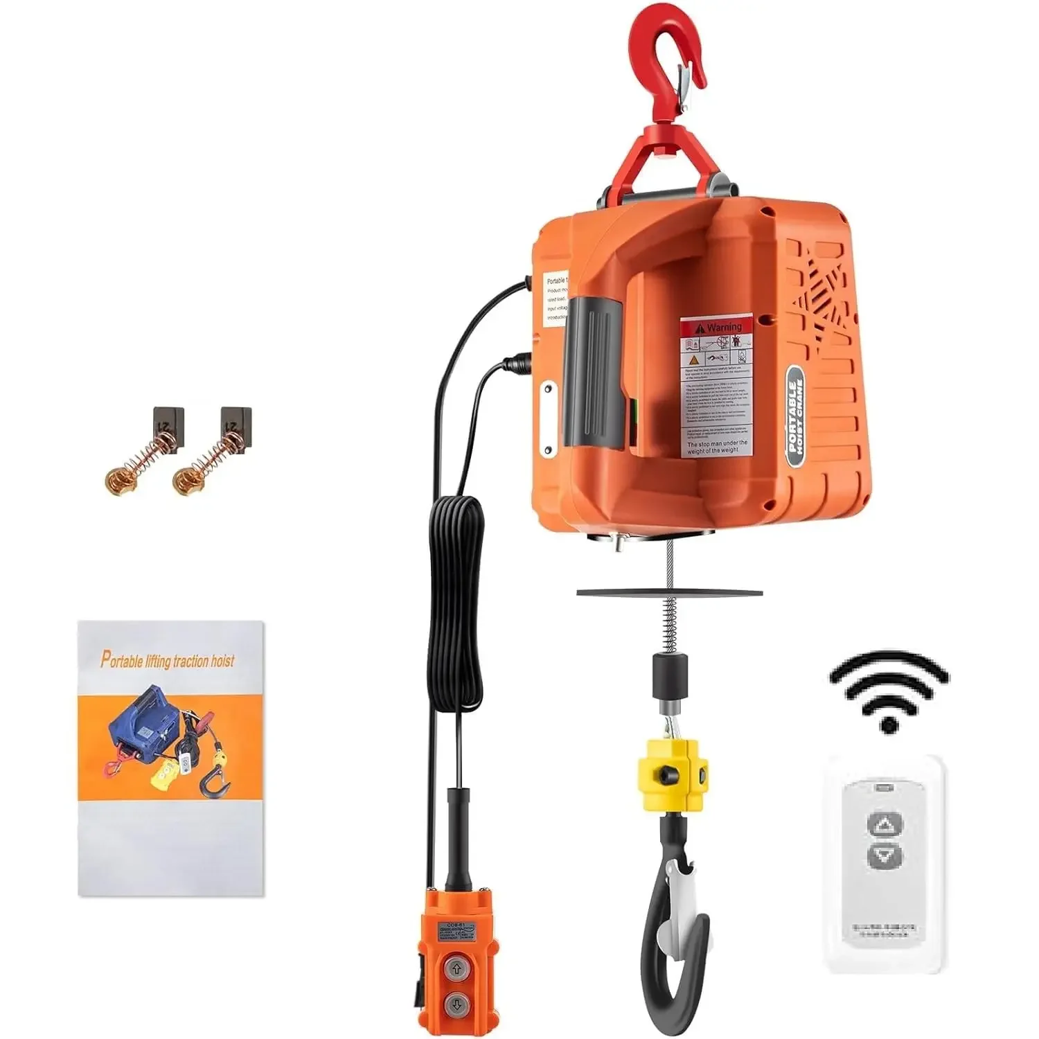 VEVOR 3in1 Electric Hoist Winch, 1500W Portable Electric Winch, 110V Power Winch Crane, 25ft Lifting Height, Overload Protection