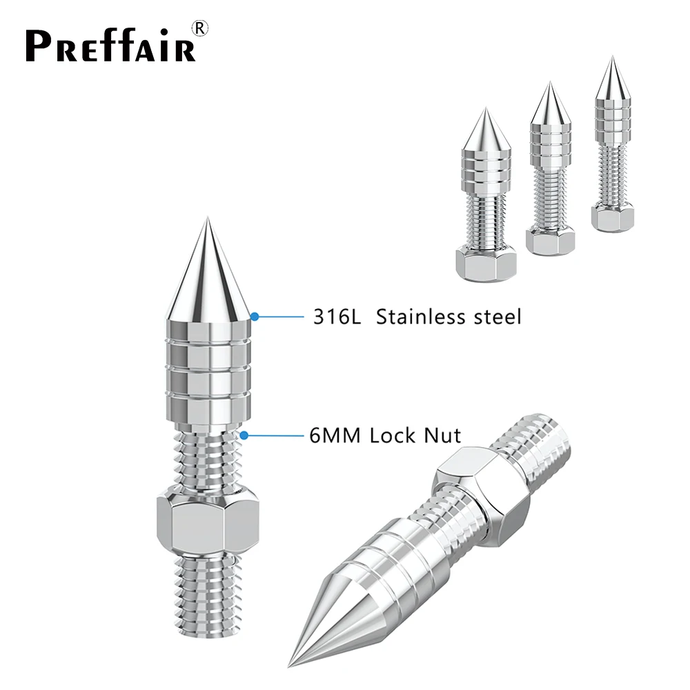 High End Threaded Stainless Steel Speaker Spikes Hifi Audio AMP Subwoofer Isolation Stand Foot Cone Adjustable Height M6 M8 M10