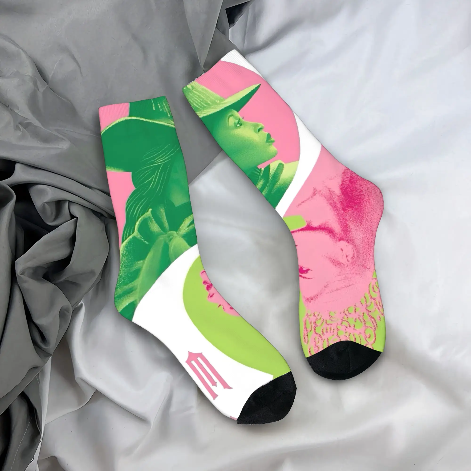 Adults Men Socks Wicked Elphaba & Glinda Tonal   Stockings Autumn Vintage Medium Soft Socks Graphic Running Anti Skid Socks