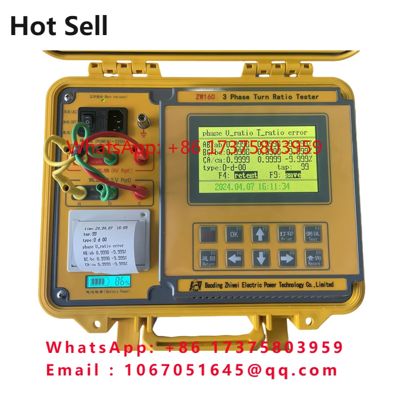 English/Spanish/Russian 3 Languages to Choose Three Phase Transformer DC Winding Resistance Turns Ratio Tester TTR Meter Tester