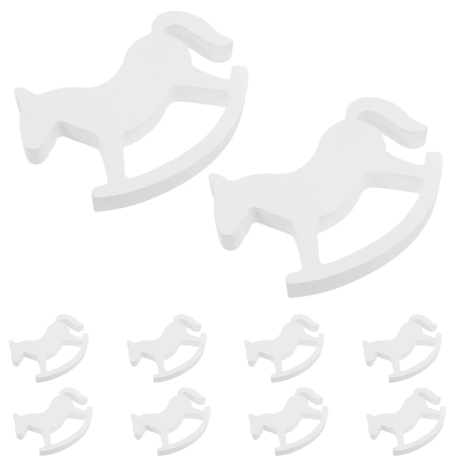 10Pcs Mini Wooden Rocking Horse Vintage Carved Wood Animal Craft Tabletop Wedding Shower Ornament Miniature