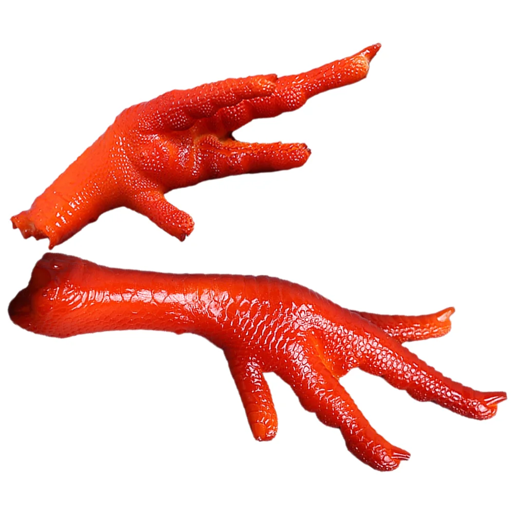 2 Pcs Model Simulated Chicken Feet Creative Food Decorate Plastic Toy For Kids Fake Brown