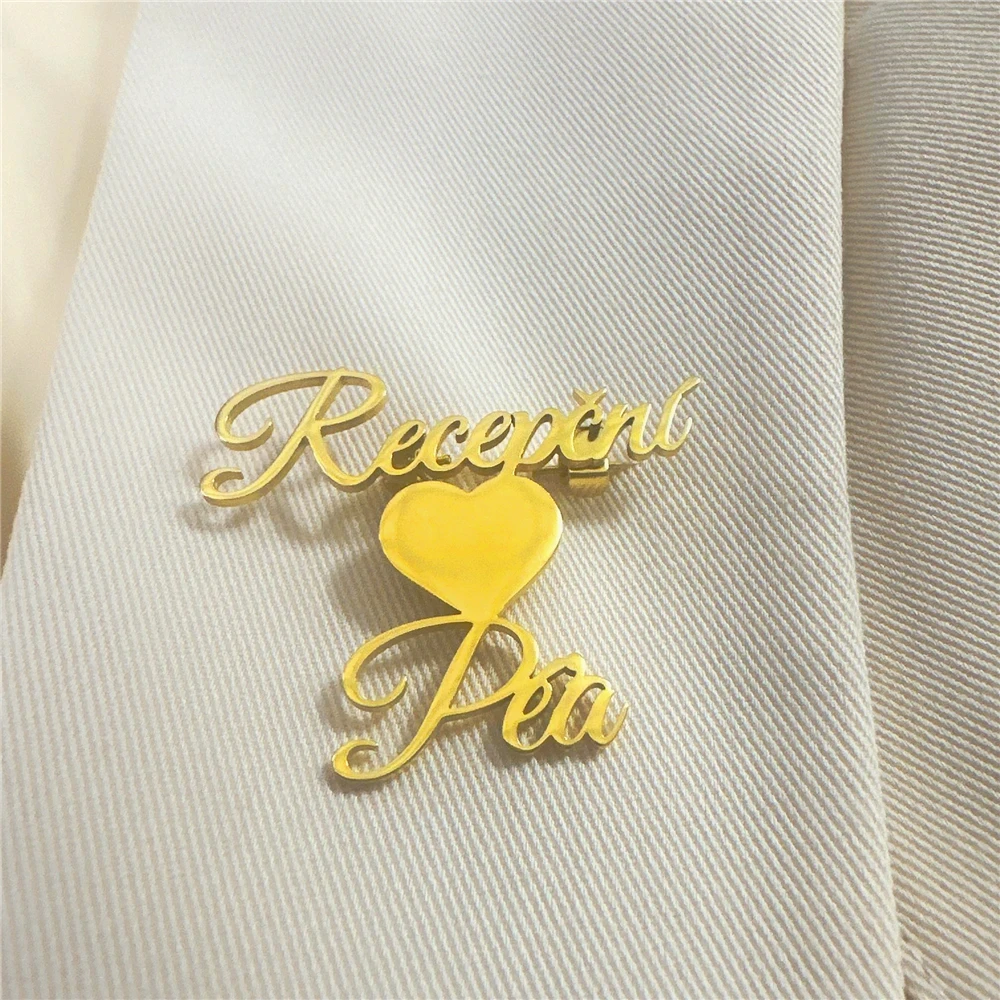 

Personalized Custom Engraved Various Styles Name Letter Nameplate Pins Badge Stainless Steel Exquisite Trendy Gifts Jewelry