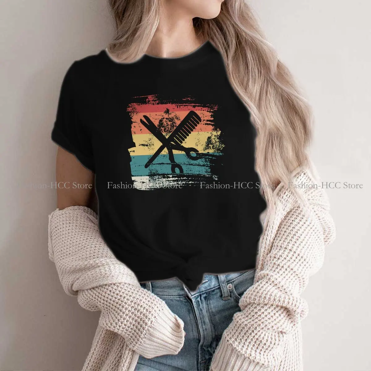 Barber Hairdresser Fashion Trend Hairstyle Polyester TShirts Ordinary Printing Distinctive Women's T Shirt Hipster Clothing