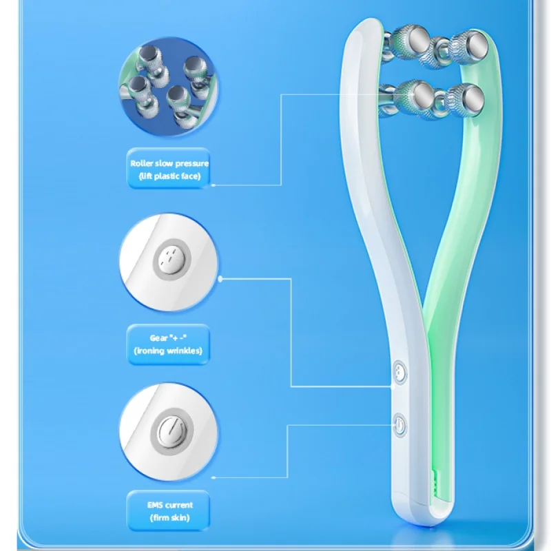 EMS Levantamento Emagrecimento Apertando Dispositivo De Massagem, Recarregável, Portátil, Rolo De Rosto 3D, Contorno De Rosto