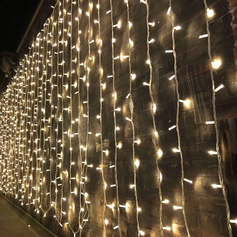 LED Curtain Lights Christmas Decoration 2023 3x3 6x3 9x3 LED Festoon Outdoor String Lights Aesthetic Room Decor New Year Wedding