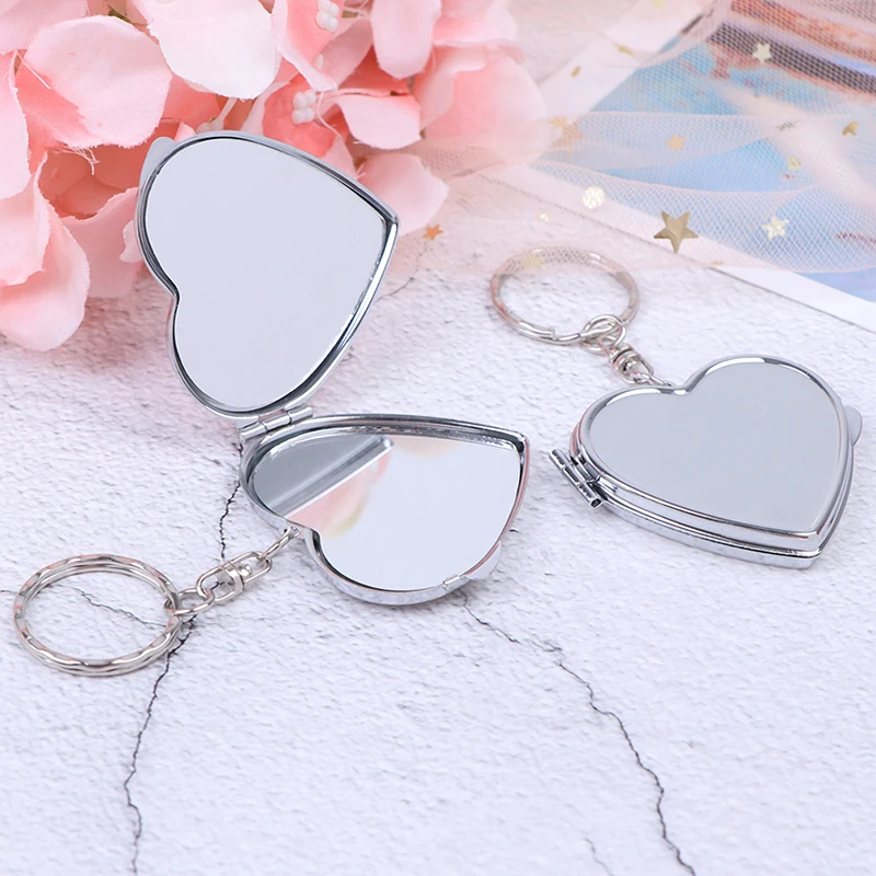 L451 Draagbare Tweezijdige Opvouwbare Make-Up Spiegel Mini Make-Up Compacte Sleutelhanger Zakspiegel Vrouwen Cosmetische Spiegels Sleutelhanger