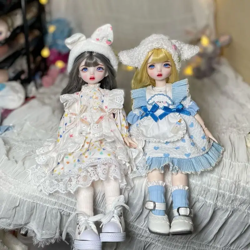 Schattige Handgemaakte 1/6 30Cm Mini Bjd Pop Kawaii Make Up Beweegbare Joint Poppen Speelgoed Prinses Kleding Pak Voor Kinderen Verjaardagscadeau