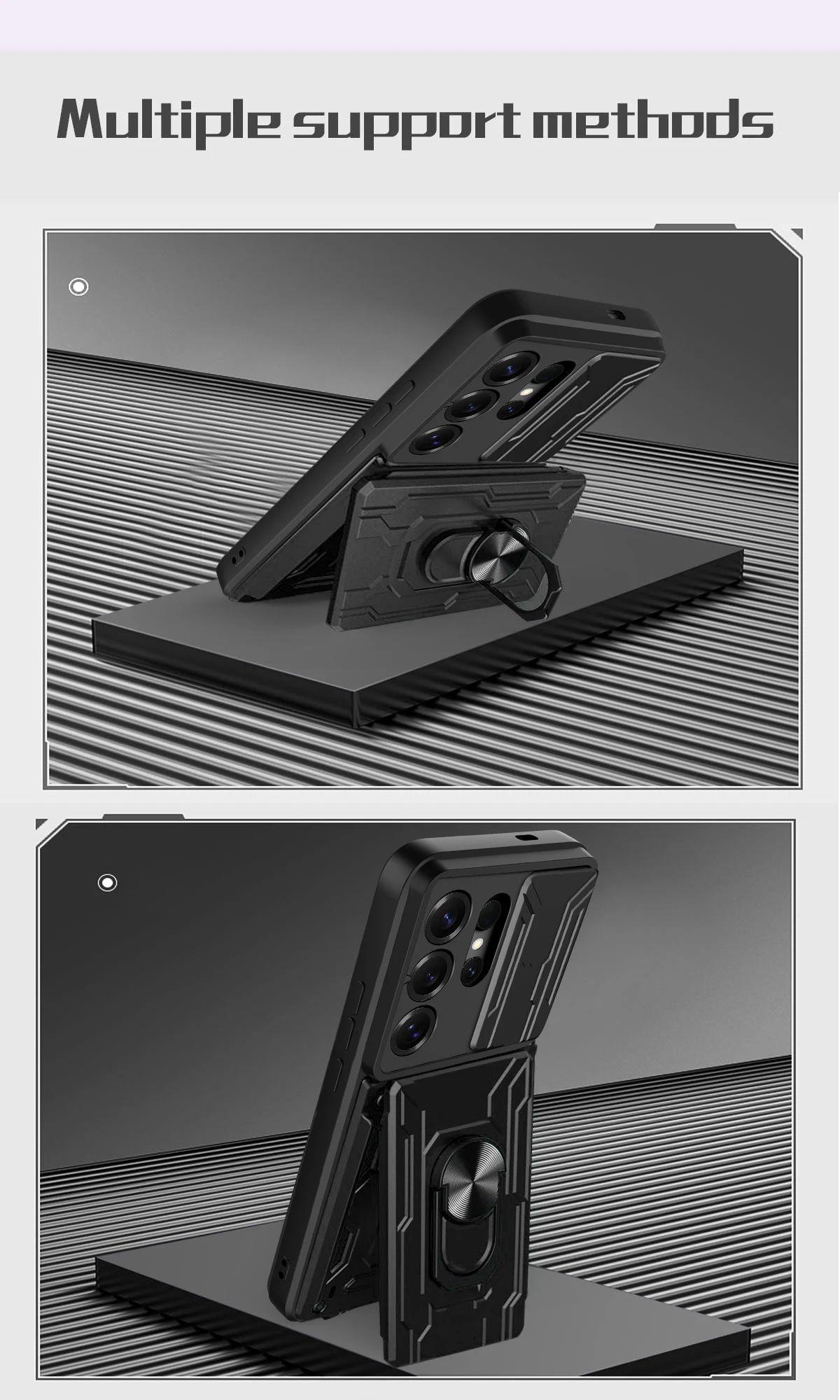 Für Samsung Galaxy S26 Ultra S25 Ultra S25 Edge S24 Ultra A17 A37 A56 A36 Schiebe-Kameralinsen-Brieftaschenhülle mit Kartenhalter und Ständer – Detail 9