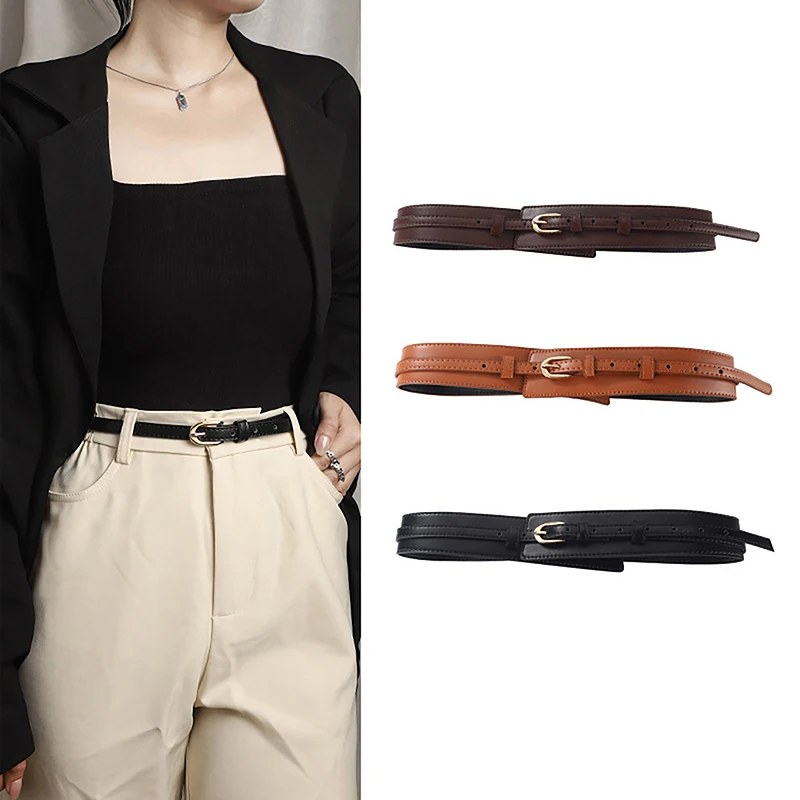 Simple PU Leather Detachable Girdle Fashion Pin Buckle Wide Waistband Vintage Coat Dress Belt For Women Clothes Decoration