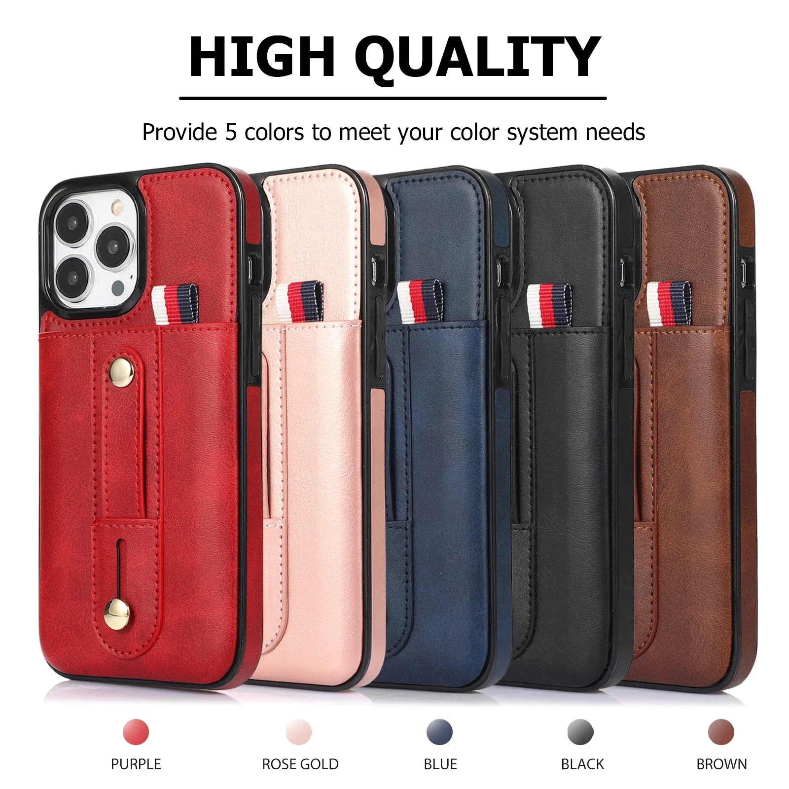 Vertical Cards Solt Wallet Ring Holder Leather Case For iPhone 15 Pro Max 14 Plus 13 12 Mini 11 XR X XS 7 8 SE 2022 Bag Pocket