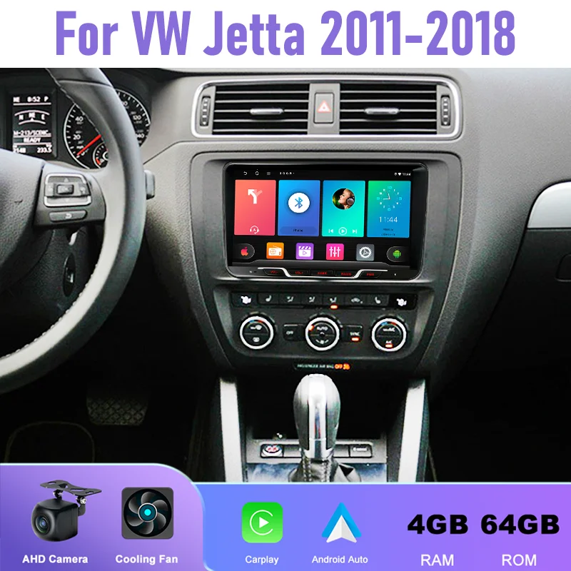 

9" 4+64GB Car Radio For VW Jetta 2011-2018 Android 15 Auto Support Wireless Apple Carplay 2DIN GPS Rear Camera Canbus Stereo