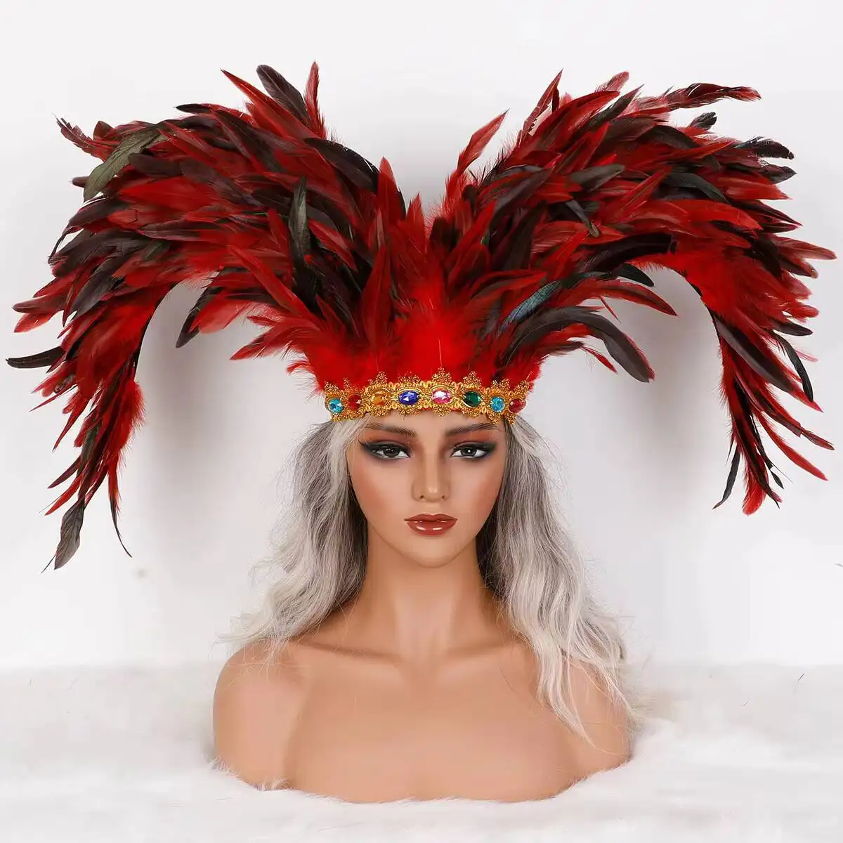 2026 New Feather Headwear Halloween Party Accessories Easter Crown Headband Carnival Costume Party Props and Accessories view 6