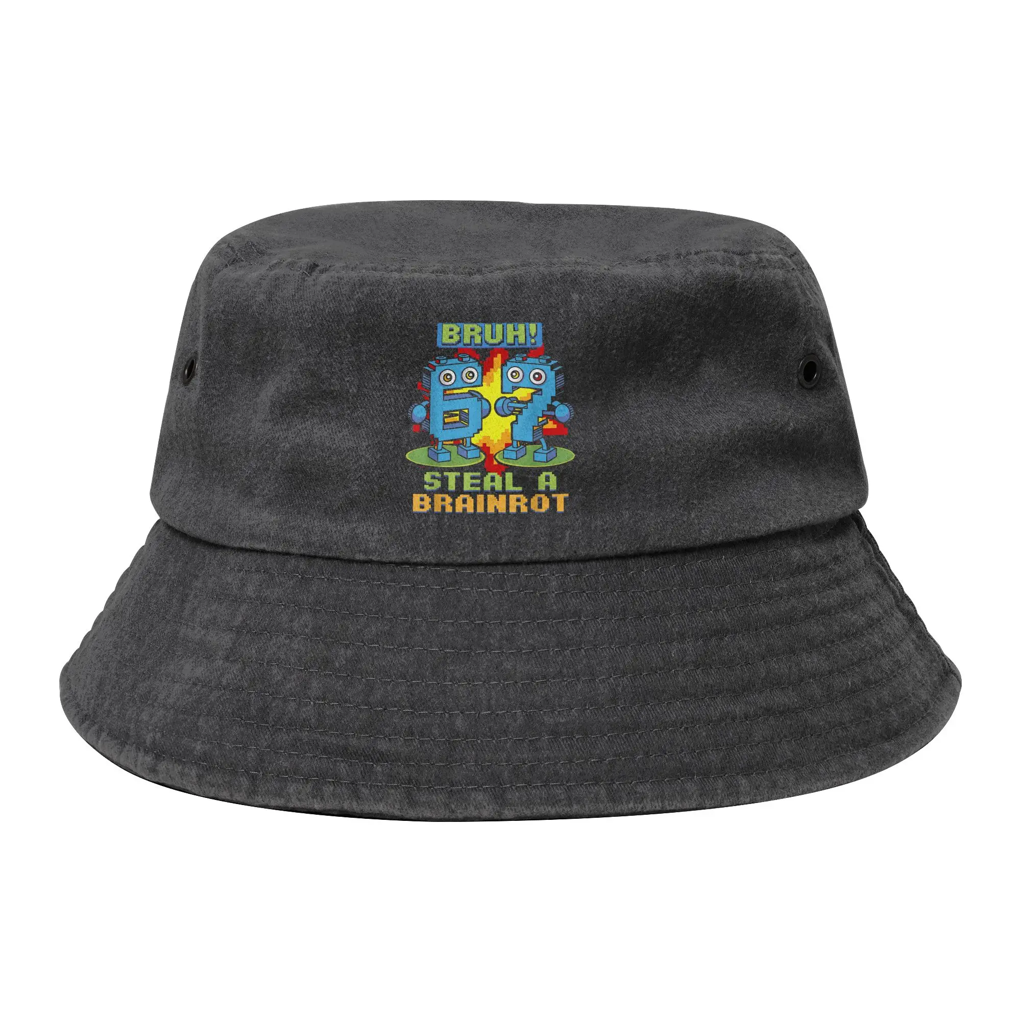 Picnic Bruh Steal a brainrot 67 Six Seven Funny Brainrot Meme Bucket Hats Teen Distressed Washed Sun Hat  Bob Fishing Cap