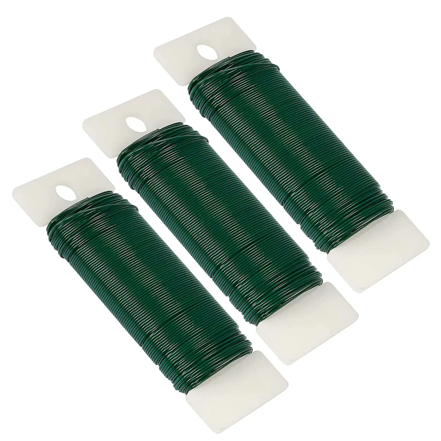 DT35BG Floral Wire,3 Pack 114 Yards 22 Gauge Green Florist Wire Flexible Paddle Wire for Crafts,Christmas Wreaths Tree, Green