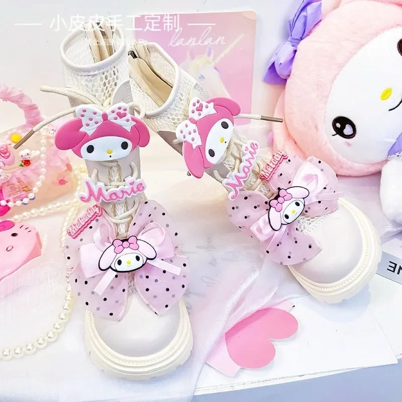

Sweet My Melody Anime Kawaii Sanrio Ins Fashion Princess Sandals 2025 Summer Cute Children Board Shoes Slipper Gifts for Kids