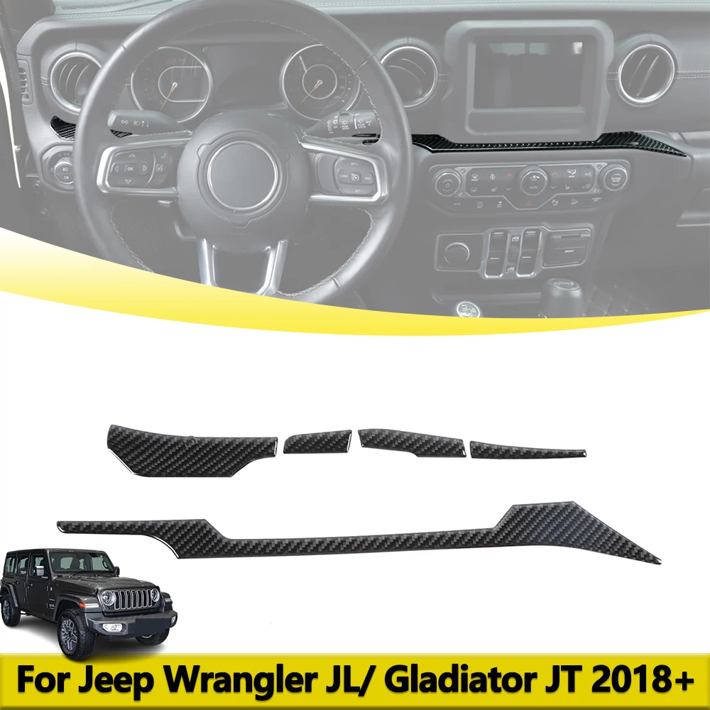 

Center Console Carbon Fiber Interior Trim Cover For Jeep Wrangler JL Gladiator JT 2018-2025 Car Styling Decoration Accessories
