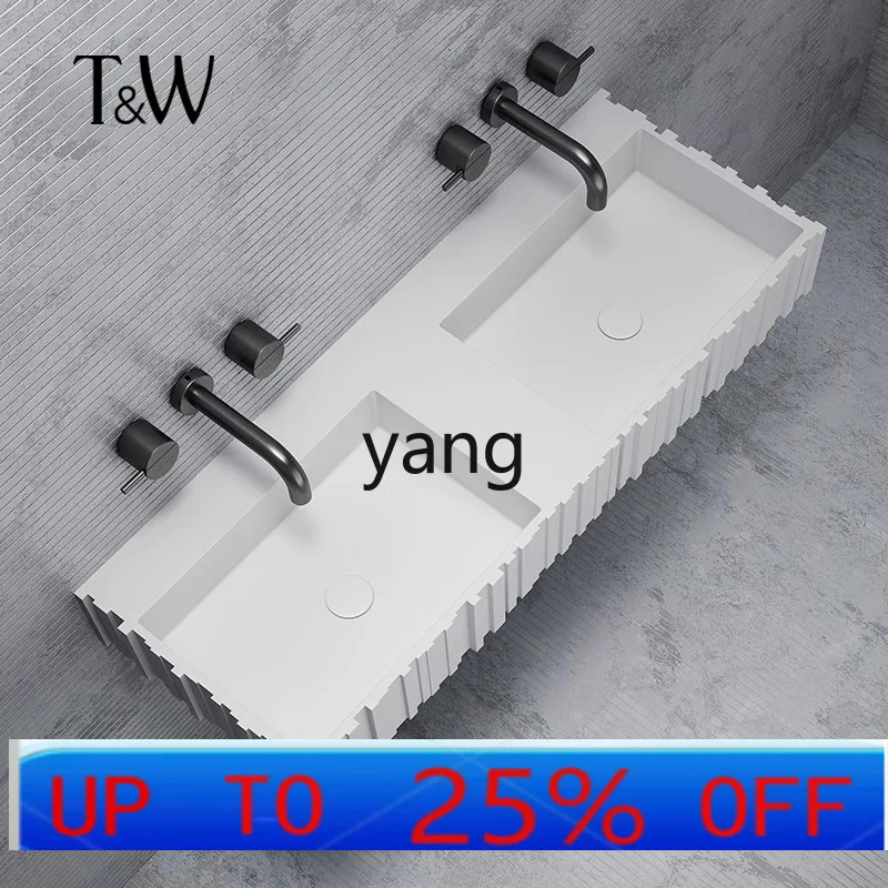 

LTT artificial stone wash basin hanging basin bathroom household double basin vertical striped washbasin