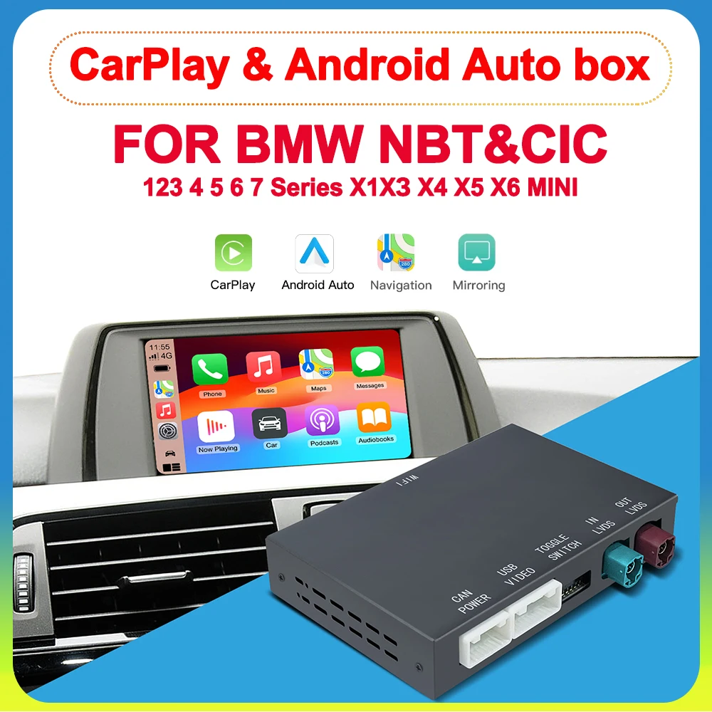 Bezprzewodowy dekoder Carplay Android dla systemu BMW CIC System NBT ID4 obsługuje odtwarzanie multimediów Android Auto Mirror Link