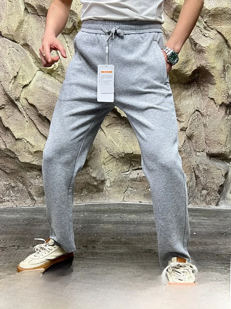 الرجال في الهواء الطلق محبوك تنفس البضائع السراويل جديد وصول الخريف 2025 ثلاثية الأبعاد الخياطة مستقيم الساق القطن البوليستر مزيج