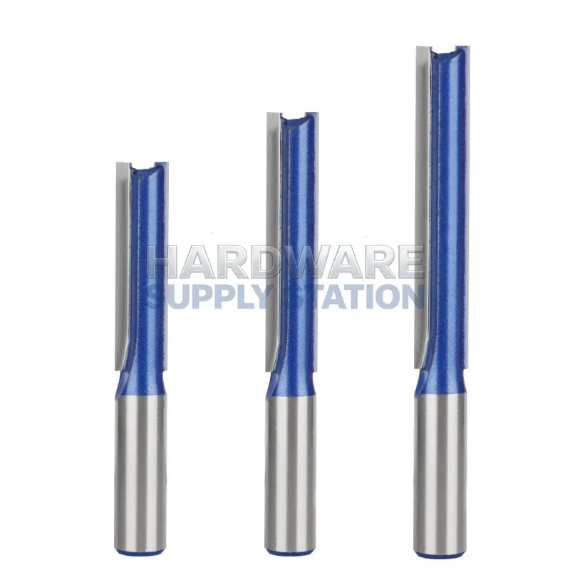 

Woodworking milling cutter, extended straight knife, paint blue 1/2 handle, hole drilling and slotting machine special knife