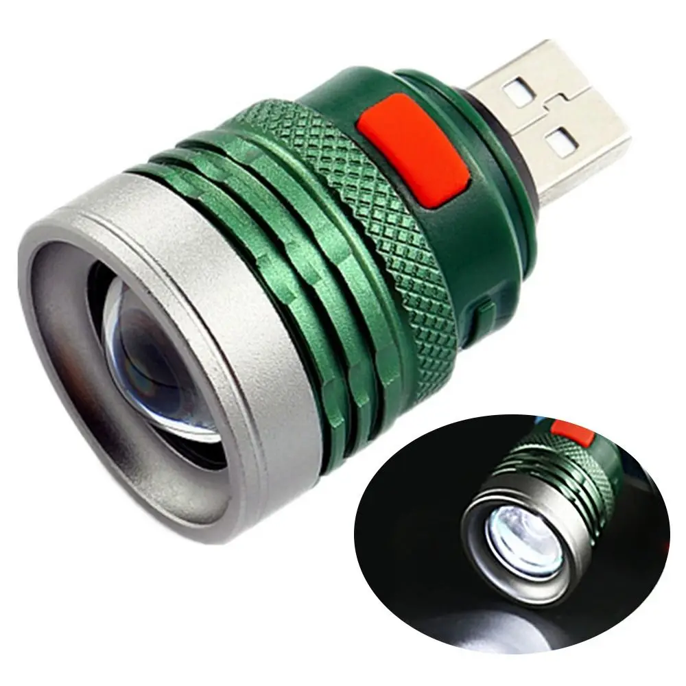 Interface USB Mini Lanterna, Power Bank, Flash Light, Zoomable Torch, 3 Modos