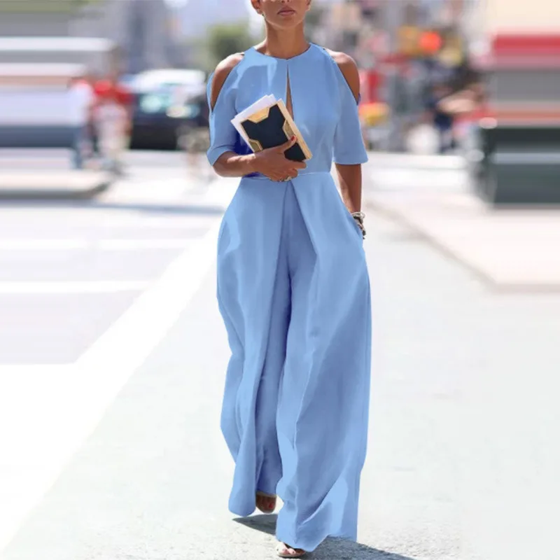 

Summer New Women Outfit Off Shoulder Jumpsuit Casual Romper One Piece Pant Set Trendy Fashion Comfortable Stylish Design