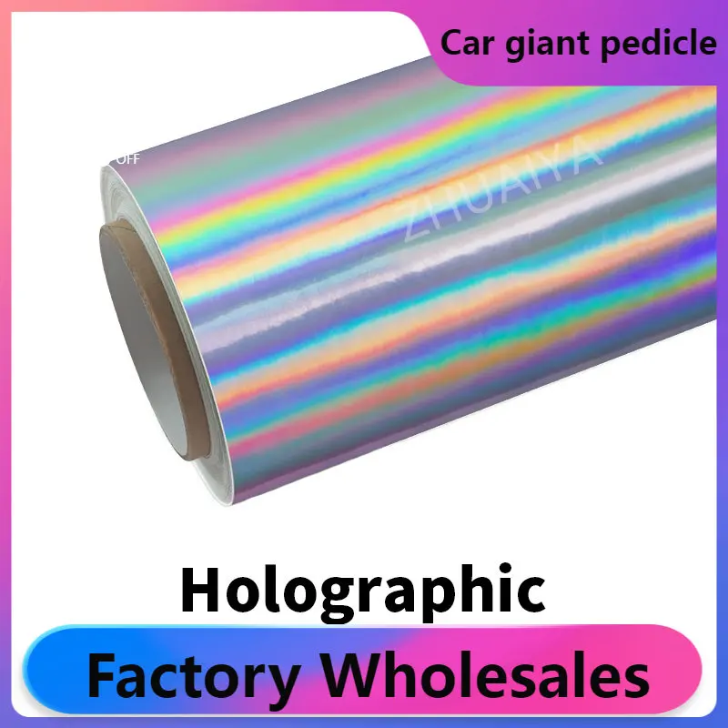 

Rainbow & Holographic Chrome Silcer Vinyl Wrap film wrapping film bright 152*18m roll quality Warranty covering film voiture