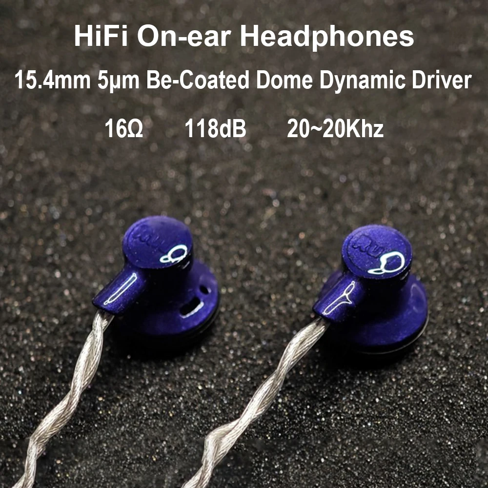 HiFi Flat Head Earbuds Heavy Bass on Ear Headphones Wired 15.4mm Dynamic Driver Flat-head IEM Earphones in Ear Monitors Earbud