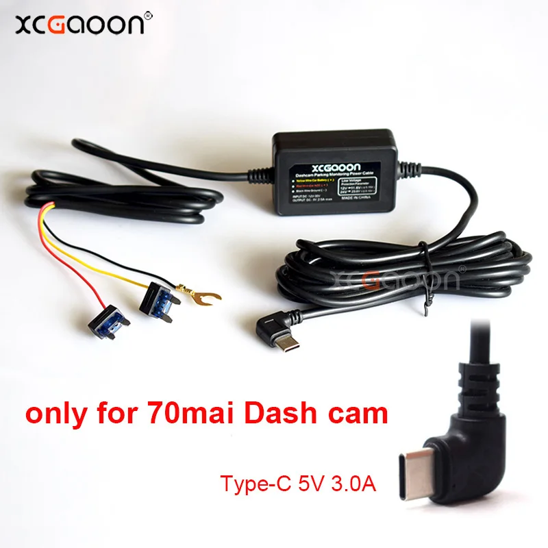 5V 3.0A Type-C USB 24-uurs parkeerbewaking hardwire kit voedingskabel alleen voor 70Mai dashcam camera recorder