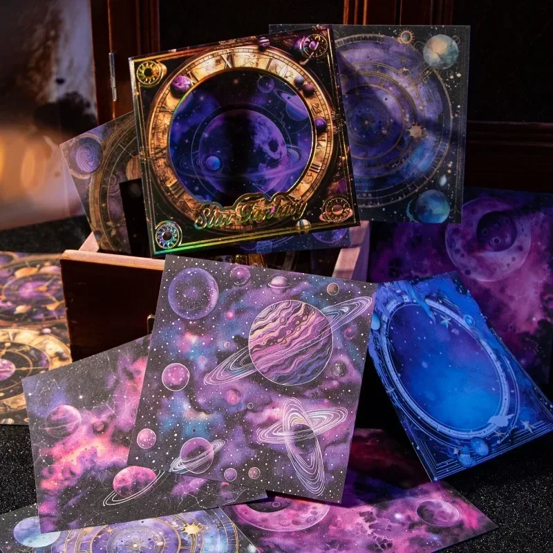 30Pieces Fantasy Base Moon Phase Notebooks Background Decoration Writing Handbook Scrapbook 130*110mm Material Paper Star