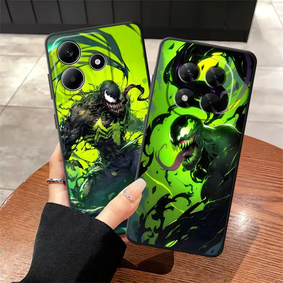 Case for Xiaomi Redmi Note 12s 11s 13 14 Pro Plus 10S 9S 7 8 9 10 11 12 Pro Black Soft Phone Cover Marvel Cool Venom