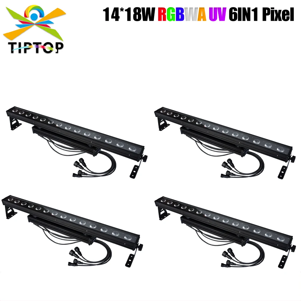 

Freeshipping 4PCS RGBWA UV Waterproof Led Wall Washer Bar 14x18W High Brightness Built In Running Horse Effect For Disco Club