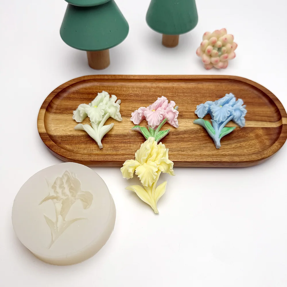 قالب سيليكون لصناعة يدوية لشموع الجبس المعطرة على شكل زهرة القزحية #1