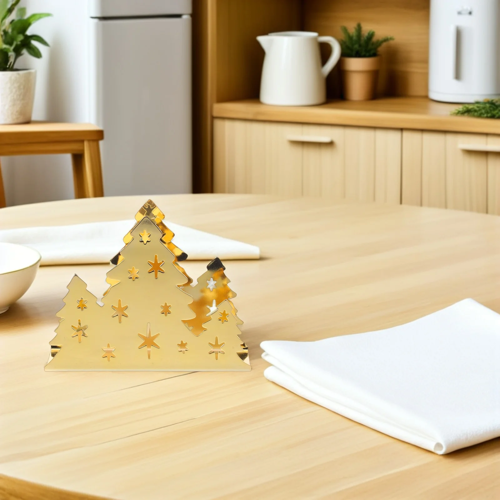 

Stainless Steel Christmas Tree Napkin Holder Standing Paper Napkin Dispenser Kitchen Table Decor Party Dining Room Hotel Bar