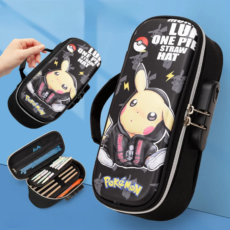 Pikachu Pencil Case Combination Lock Pencil Case Primary School Students Multifunctional Pencil Case Large Capacity Pencil Case