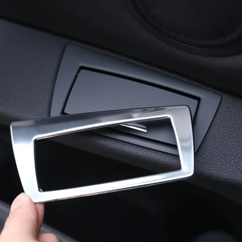 

For BMW X1 F48 2016-2022 Stainless Steel Silver Car Rear Door Ashtray Panel Frame Decorative Sticker Interior Accessories