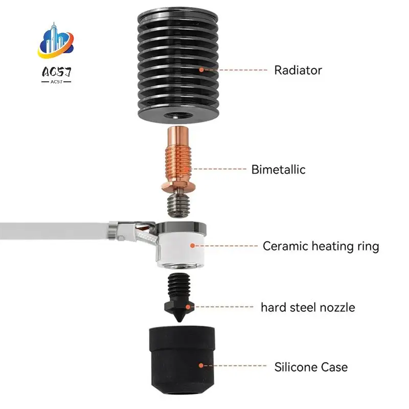 Kit Hotend AC57-V6 para impresora 3D Voron, núcleo calefactor V6, impresión Hotend para piezas de impresora 3D Voron 0,1/0,2/2,4