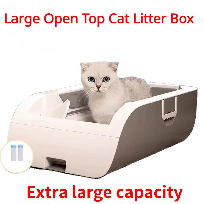 Large Open Top Cat Litter Box for Girls with App Control Odor Removal for Multiple Cats Washable Arenero Gatos Autolimpiables