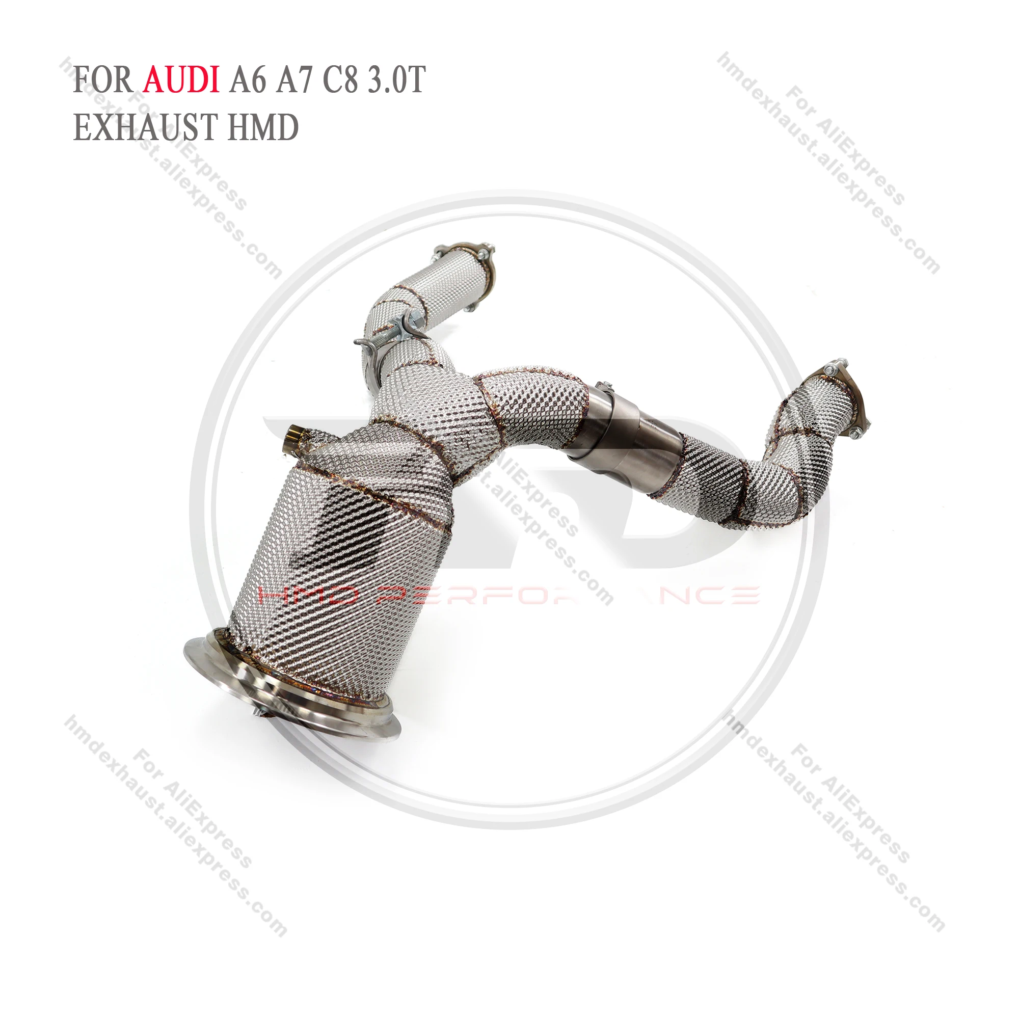 

HMD Exhaust System High Flow Performance Downpipe for Audi A6 A7 C8 3.0T Version With Heat Shield Racing Pipe