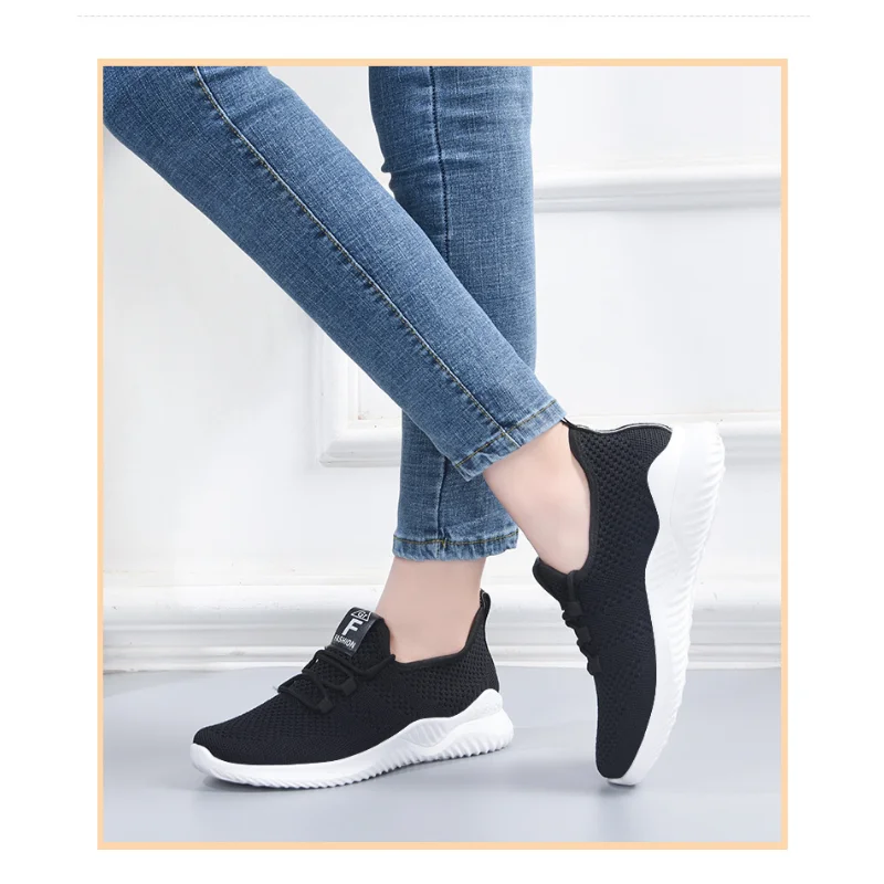 Women\'s Casual Sneakers Summer Comfortable Breathable Flat Shoes Fashion Women Walking Soft Versatile Lace-Up Running Shoes