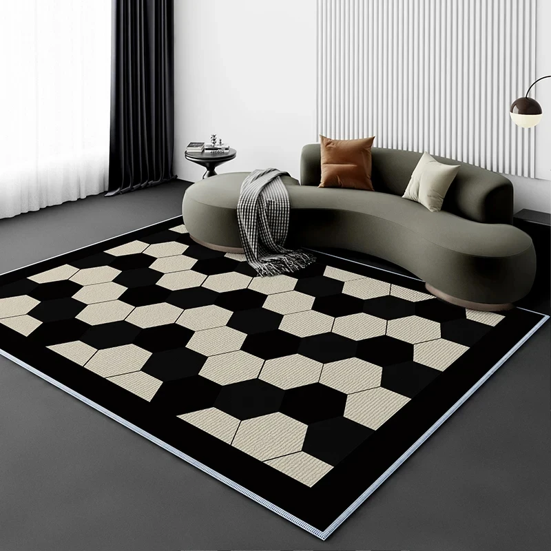 

Nordic High-end Carpets for Living Room Luxury Black and White Rugs for Bedroom Large Area Cloakroom Rug Balcony Porch Door Mat