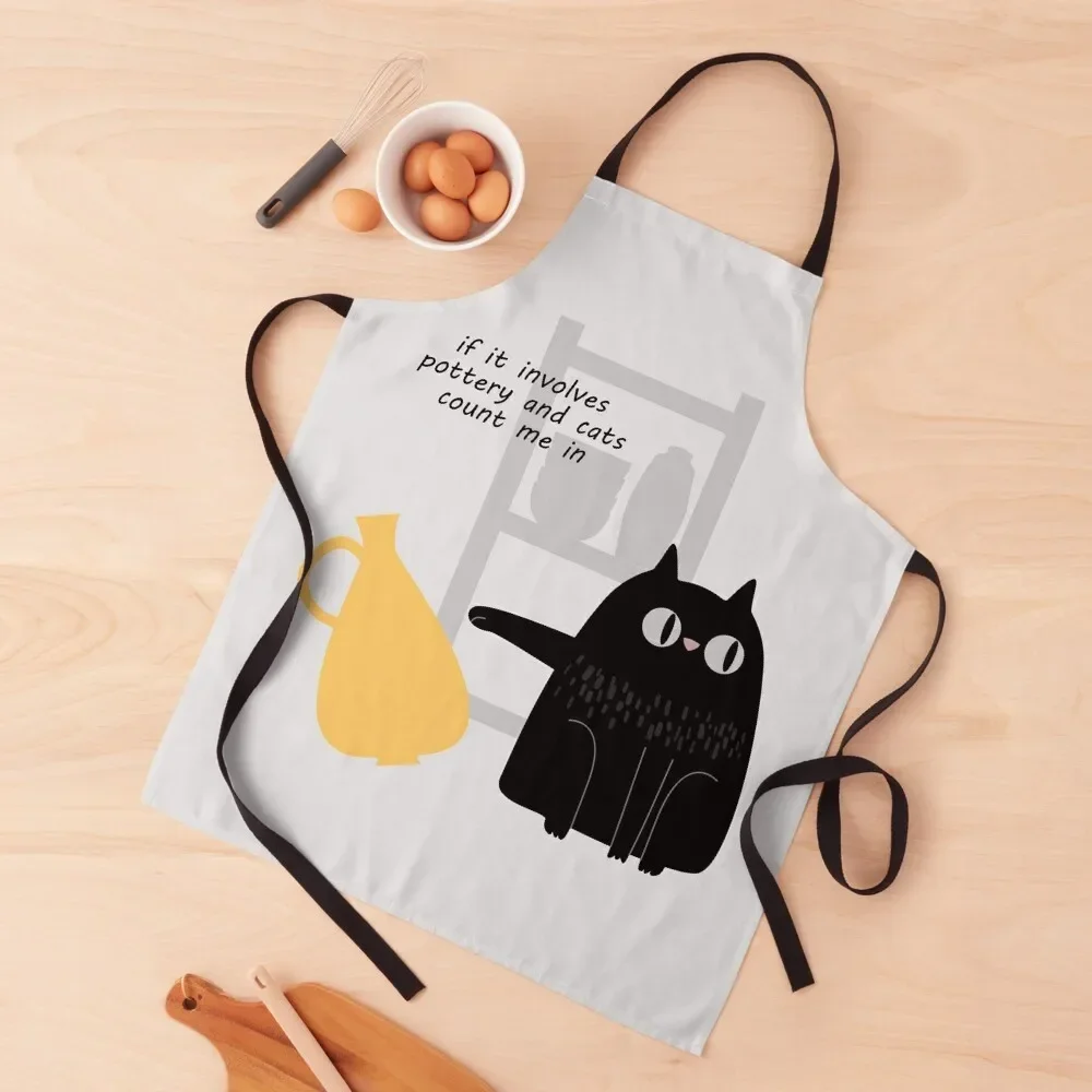 

Bad Pottery Cat Apron professional hairdressing for kitchen useful Apron