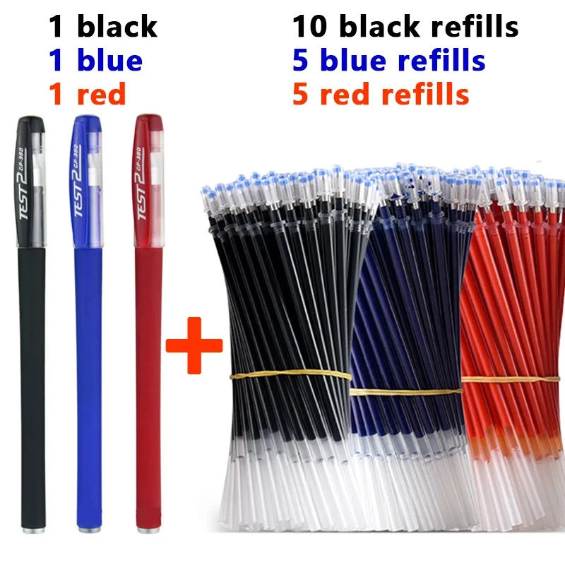 Frosted Gel Neutral Pen Set Black Blue Red Filled Gel Pen Cartridge 0.5mm School And Office Supplies Stationery Accessories Stat