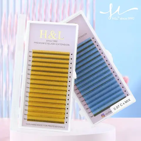 H&L Eyelash Extension Purple Blue Brown Color Individual Premium Mink Soft Volume Eyelashes for Building Nagaraku Line