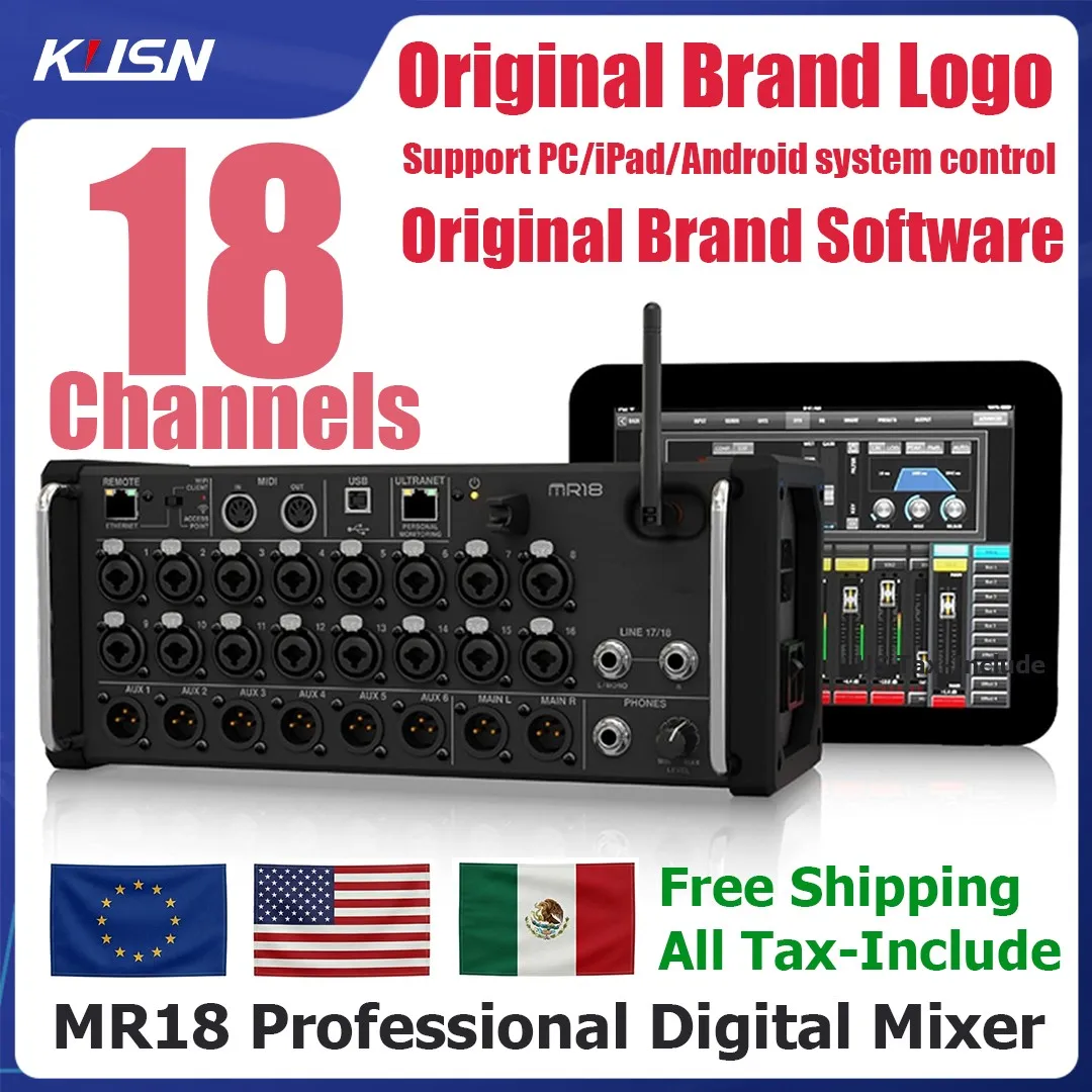 아리 1:1 XR18 MR18 랙 마운트 전문 디지털 믹서 18채널 Wifi DSP 오디오 믹서 DJ 콘솔 정품 브랜드 로고 소프트웨어