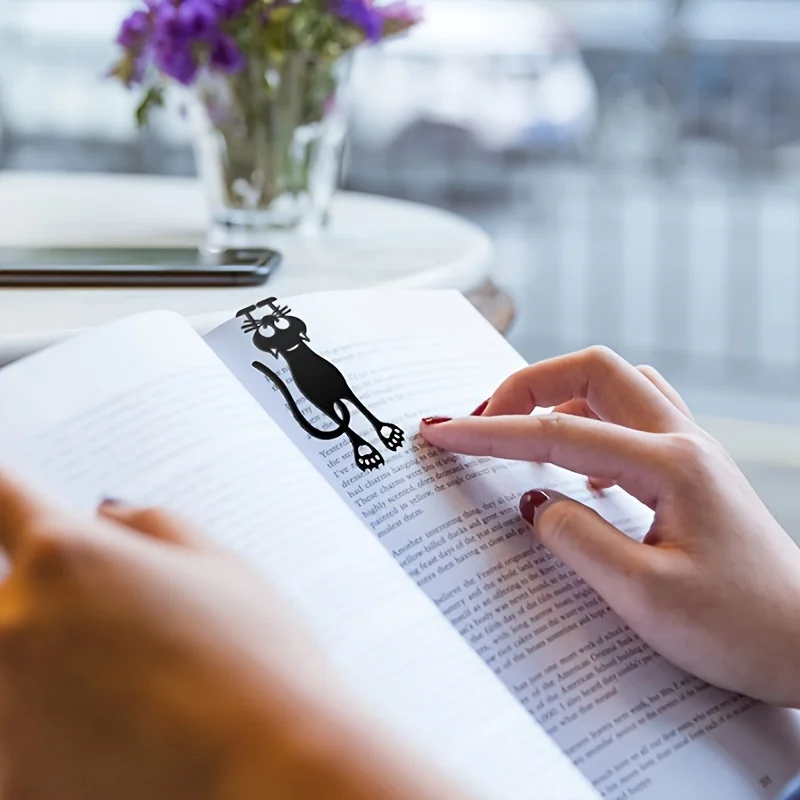 1-5 قطع من الإشارات المرجعية المجوفة من الأكريليك، إشارات مرجعية معلقة على شكل قطة سوداء مجوفة مبتكرة، هدايا مثالية لمحبي القراءة