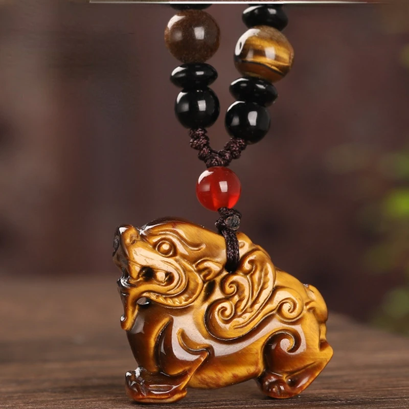

Natural Tiger Eye Stone Male And Female Pixiu Pendant Tiger Eye Stone Pixiu Necklace Tiger Eye Stone Pendant