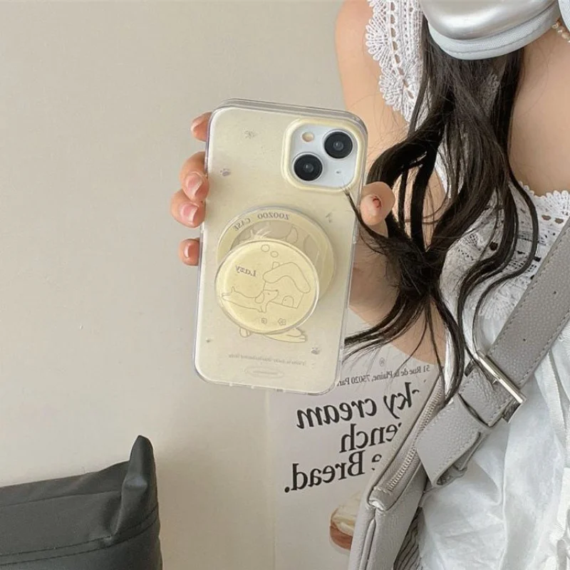 

Kroean Cute Cartoon Puppy For Magsafe Griptok Holder Phone Finger Ring Stand Support For iPhone 16 Samsung Girl Bracket